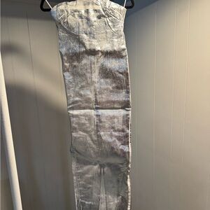 Zara Silver Strapless Metallic Maxi Dress
